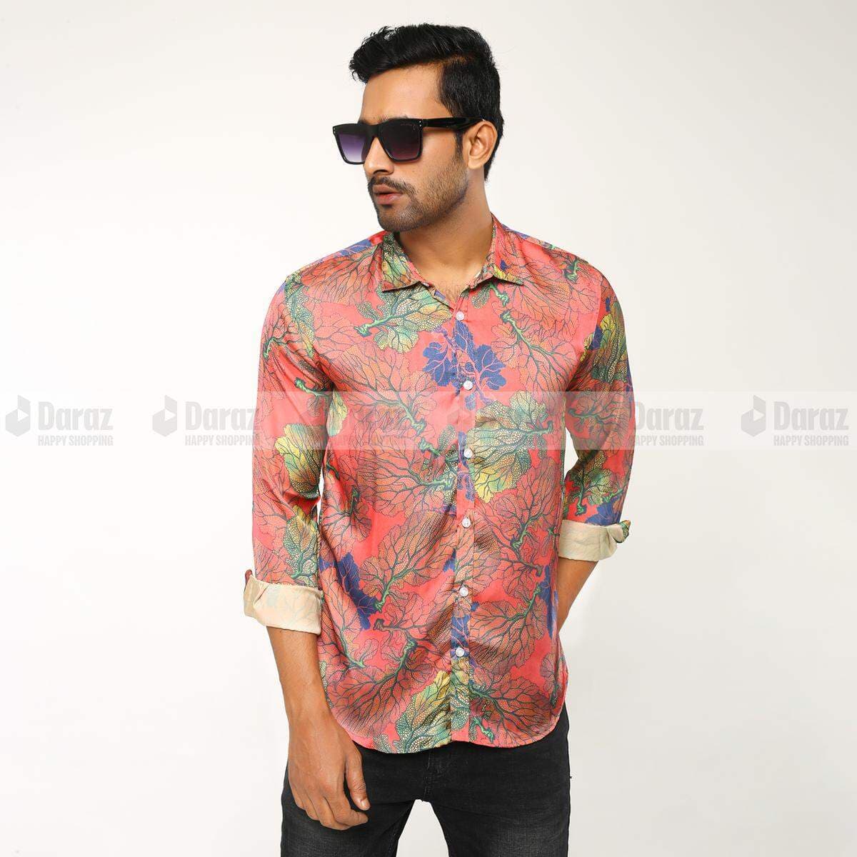 Fine Tex Linen And Alex Fabric Multi Color Casual Full Sleeve Printed Shirt For Men