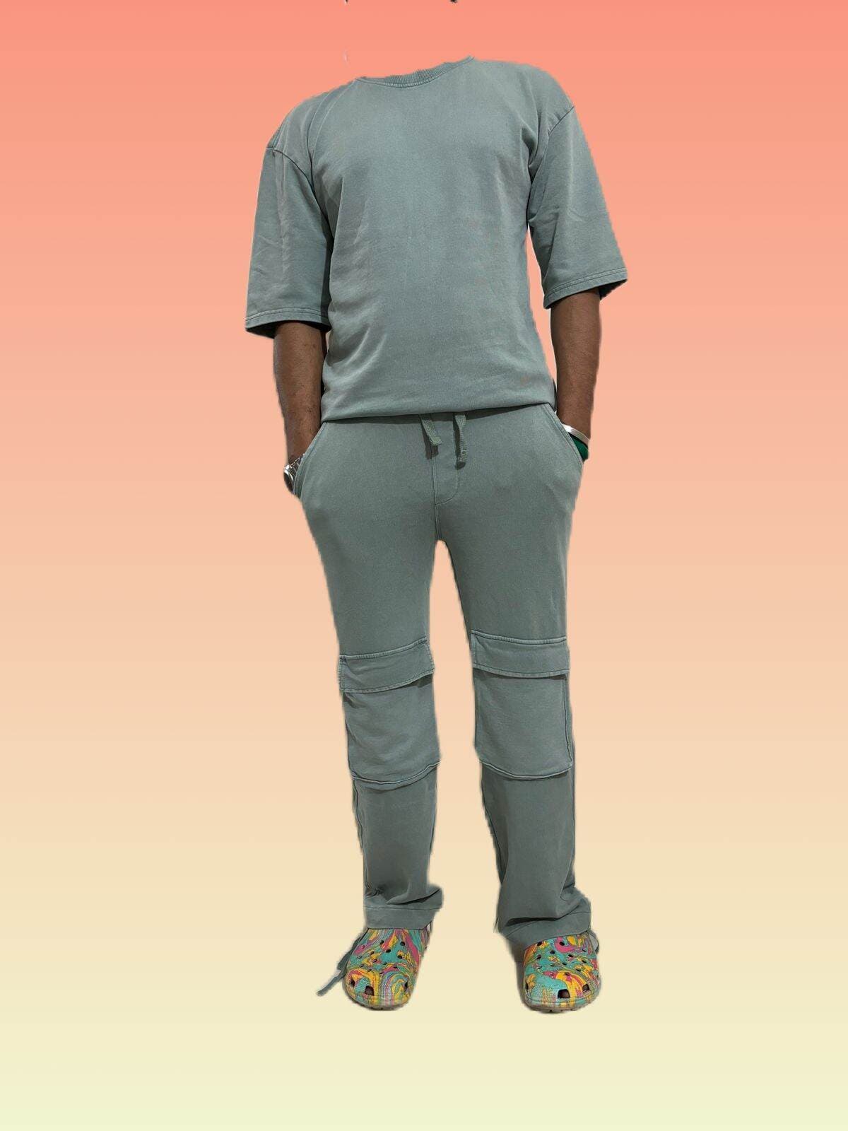Premium Authentic healthy acid wash fabric Baggy Cargo Pant And T-Shirt Full Set For Men