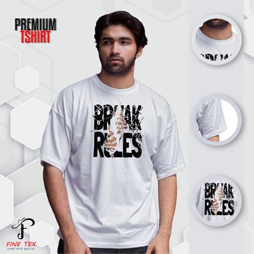 Premium Break Rules Printed Drop Shoulder T-Shirt For Men (Printed Drop Shoulder T-Shirt For Men)