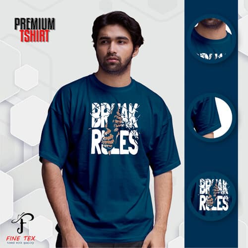 Premium Break Rules Printed Drop Shoulder T-Shirt For Men (Printed Drop Shoulder T-Shirt For Men)