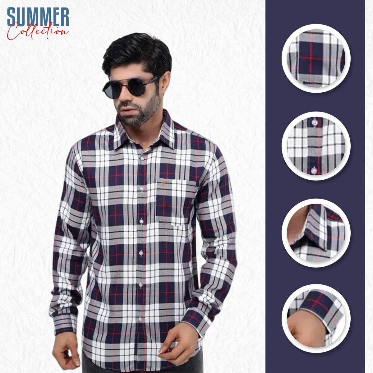 Premium Quality Multi Color Full Sleeve Cotton Casual Check Shirt For Men Collection By Fine Tex Clothing