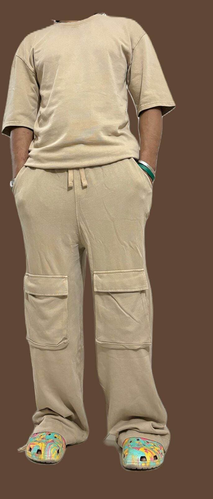 Premium Authentic healthy acid wash fabric Baggy Cargo Pant And T-Shirt Full Set For Men