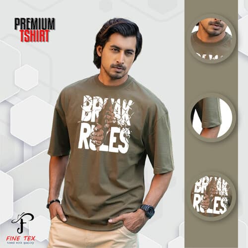 Premium Break Rules Printed Drop Shoulder T-Shirt For Men (Printed Drop Shoulder T-Shirt For Men)