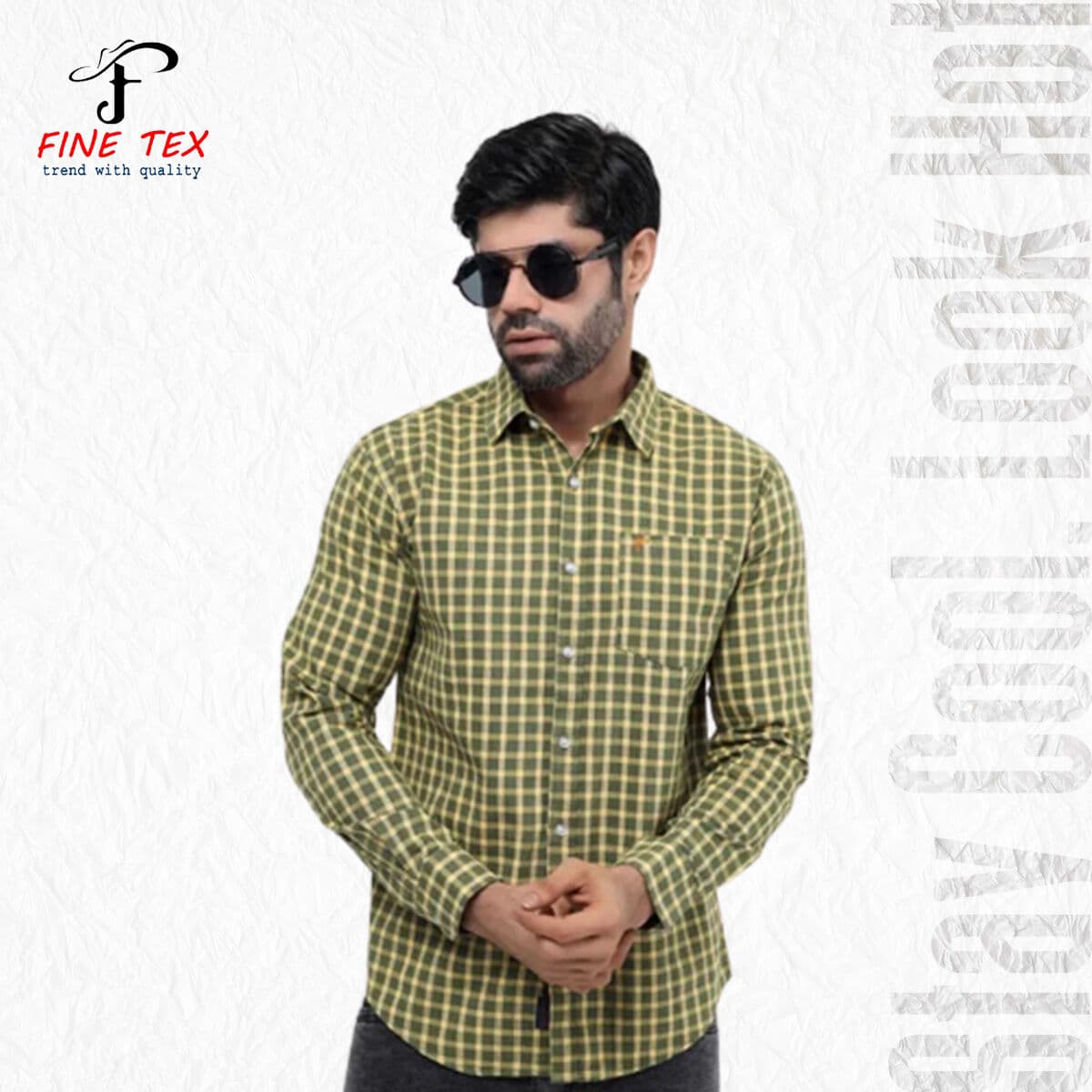Premium Quality Navy Yellow Color Full Sleeve Cotton Casual Check Shirt For Men Collection By Fine Tex Clothing