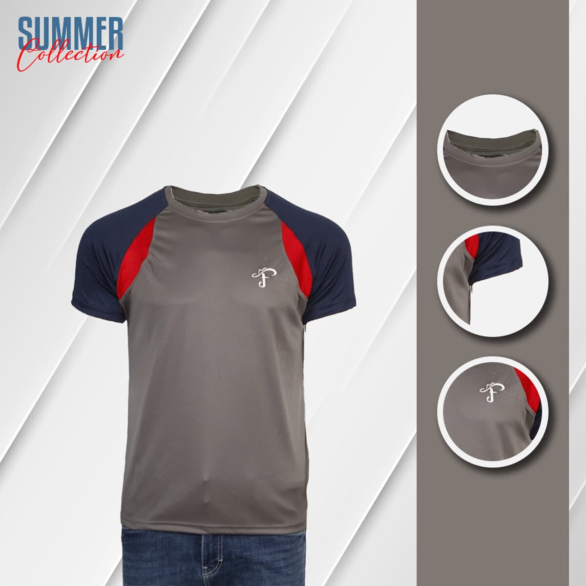 Premium Quality Soft & Comfortable China Mesh Fabric Half Sleeve T-Shirt For Men