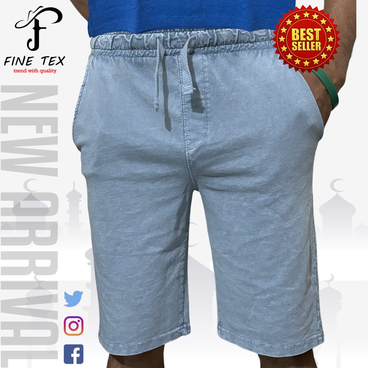 Premium Export Quality Teri Wash Cotton Half Pant For Men Collection By Fine Tex Clothing