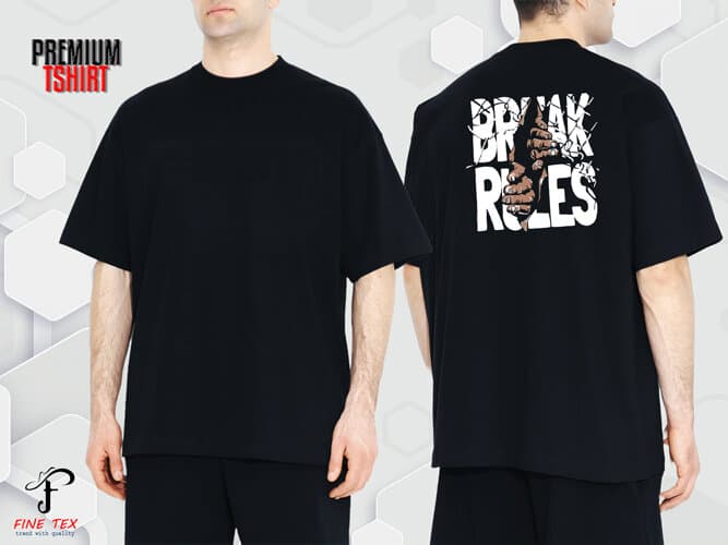 Premium Break Rules Printed Black Color Drop Shoulder T-Shirt For Men (Printed Drop Shoulder T-Shirt For Men)