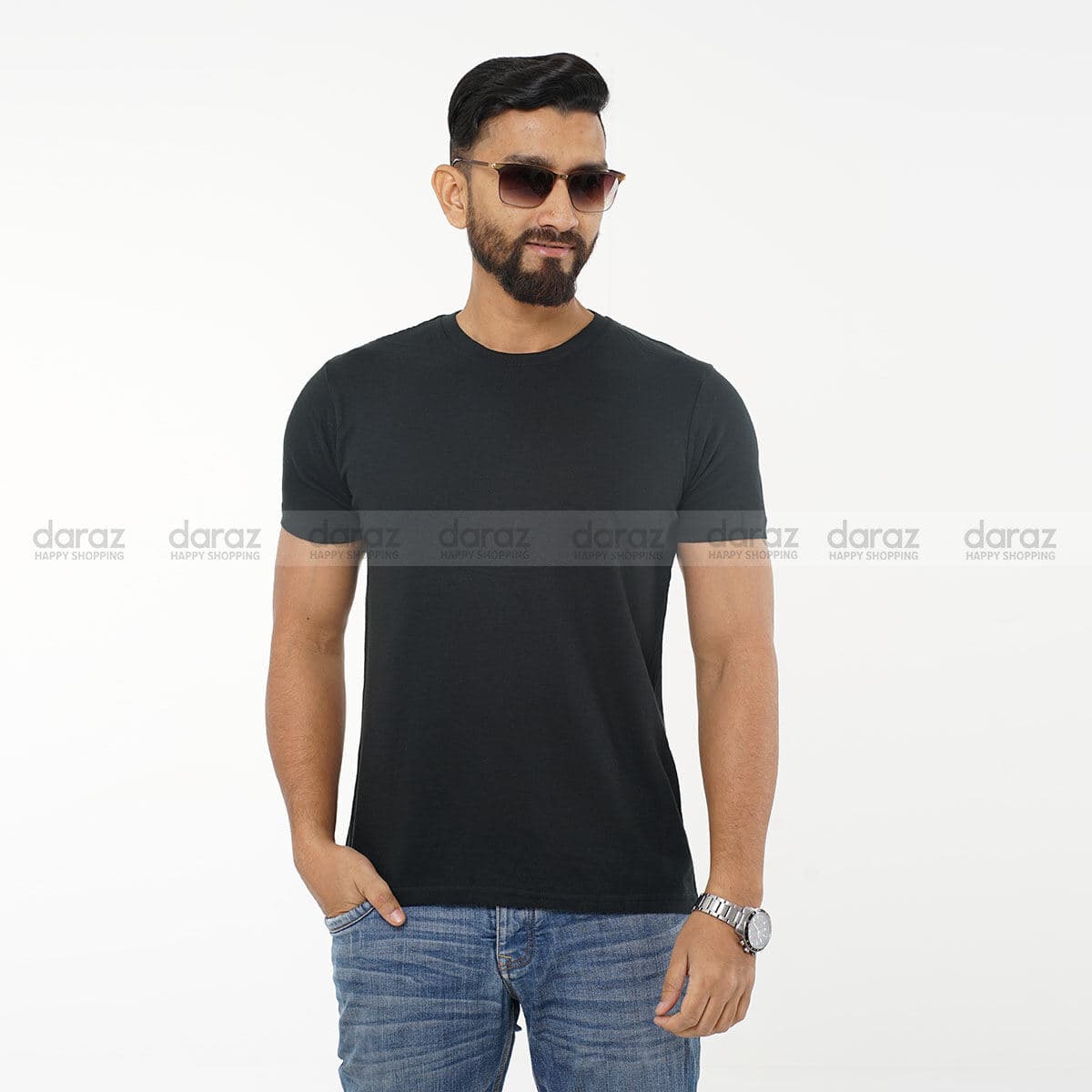 Premium Quality Black Color Cotton Half Sleeve T-Shirt For Men Collection By Fine Tex Clothing
