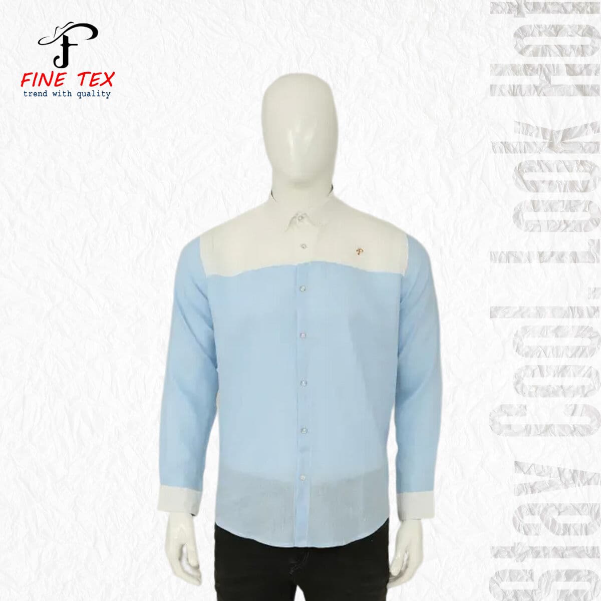 Summer Collection Premium Quality  White Sky Color Full Sleeves Casual China Rawan Fabric Shirt For Men