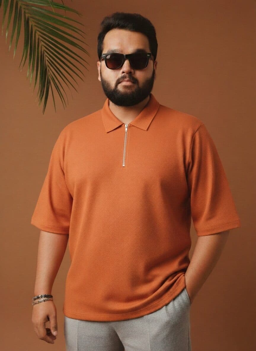 Premium Drop Shoulder Zipper Polo Shirt For Men