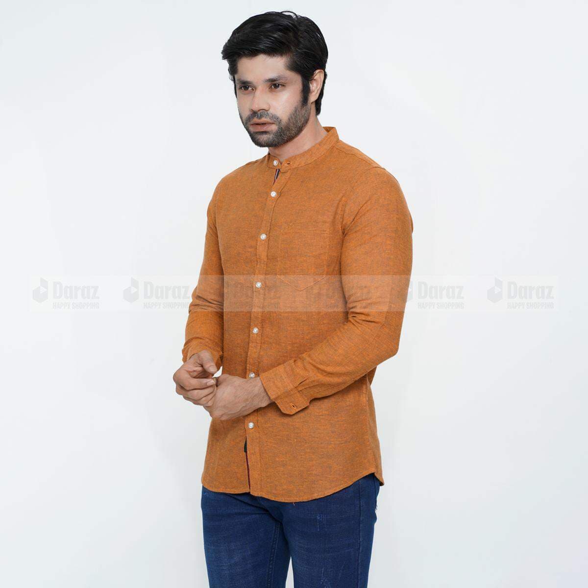 Remi Cotton Casual Band Collar Shirt For Men Collection By Fine Tex Clothing(Casual Band Collar Shirt For Men)