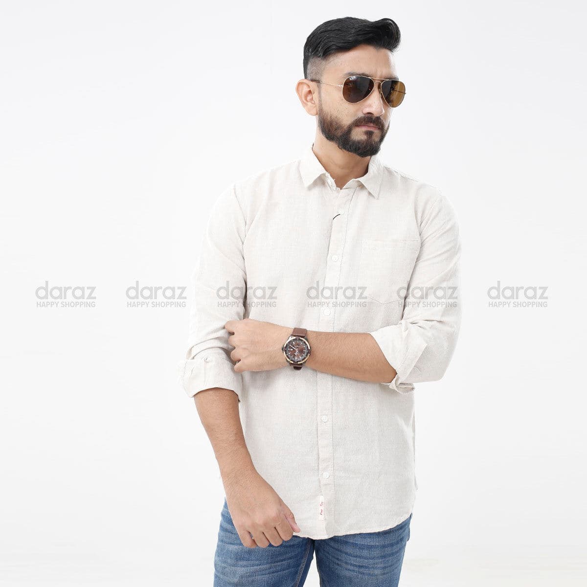 Remi Cotton Biscit Color Full Sleeve Cotton Shirt For Men (Shirt For Men Fine Tex Clothing Shirt for Men)