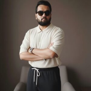 Premium Drop Shoulder White Color Zipper Polo Shirt For Men