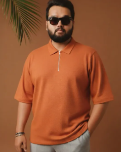 Premium Drop Shoulder Zipper Polo Shirt For Men